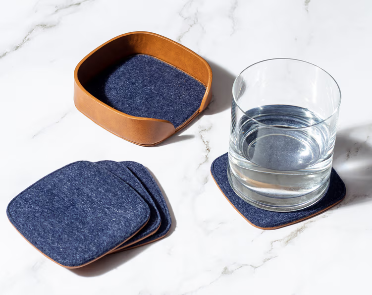 Squircle Felt Coaster Set( Blue,Grey)
