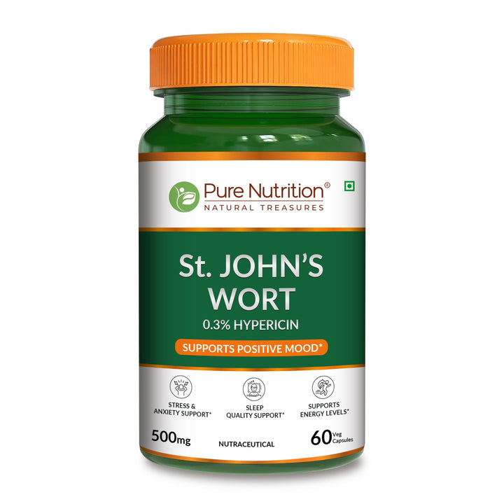 St. John's Wort 500mg Capsules | Standardized to 0.3% Hypericin | Herbal Wellness Supplement