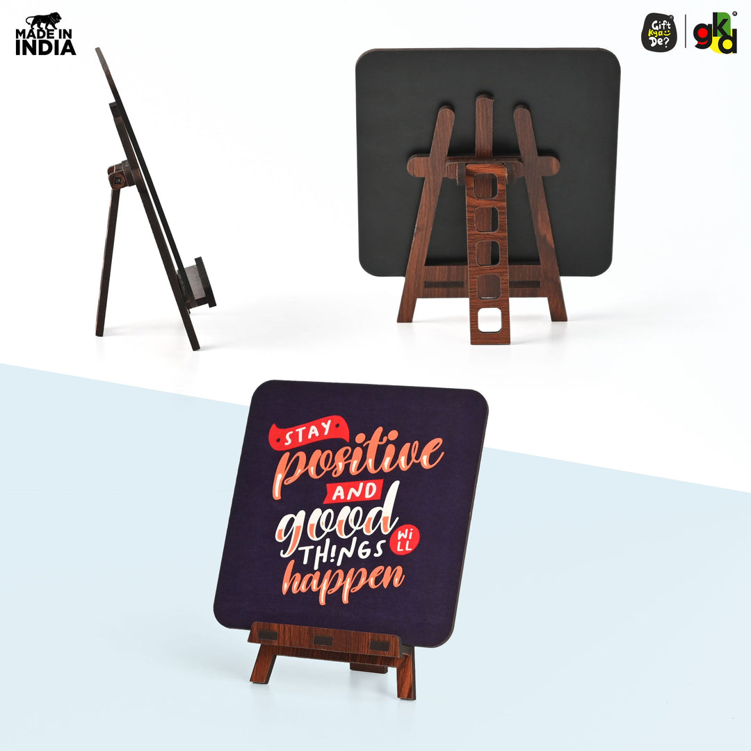 Motivational Table Top Frame for Desk | Inspirational Quotes for Office, Study, Home Decor | 6 Variants | Wooden Frame with Stand