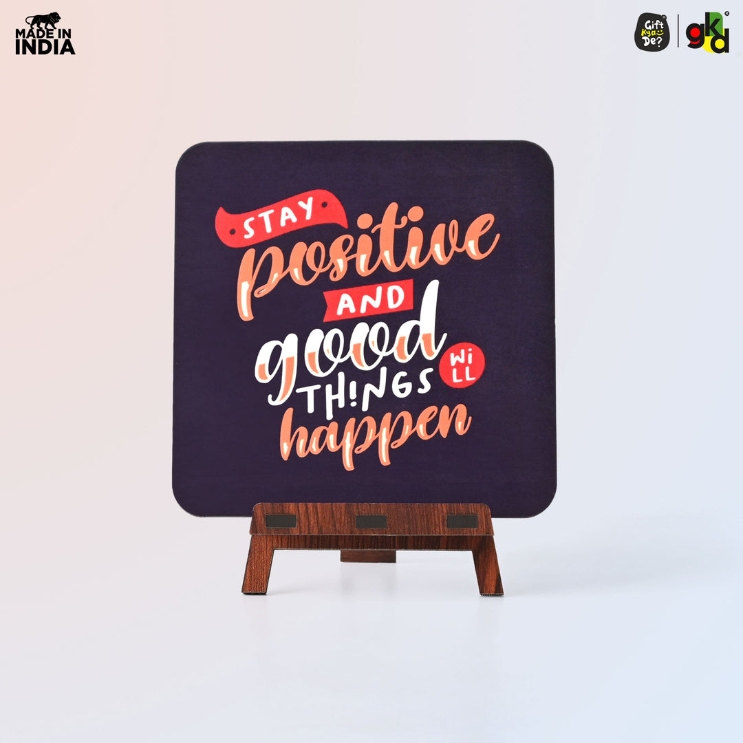 Motivational Table Top Frame for Desk | Inspirational Quotes for Office, Study, Home Decor | 6 Variants | Wooden Frame with Stand