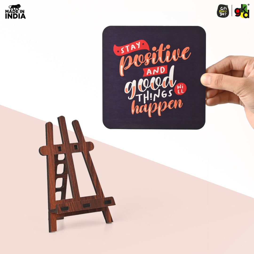 Motivational Table Top Frame for Desk | Inspirational Quotes for Office, Study, Home Decor | 6 Variants | Wooden Frame with Stand