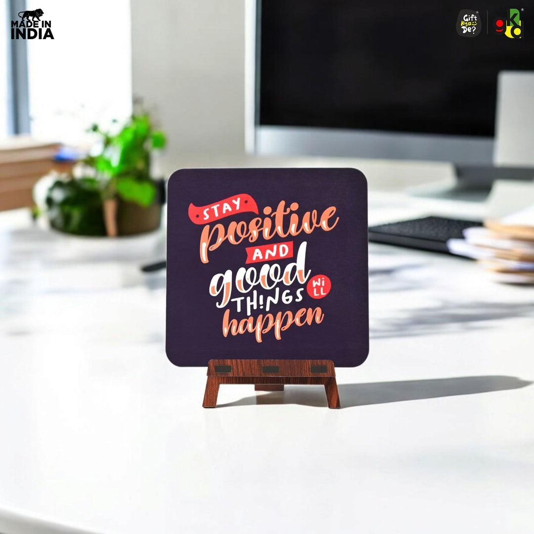 Motivational Table Top Frame for Desk | Inspirational Quotes for Office, Study, Home Decor | 6 Variants | Wooden Frame with Stand