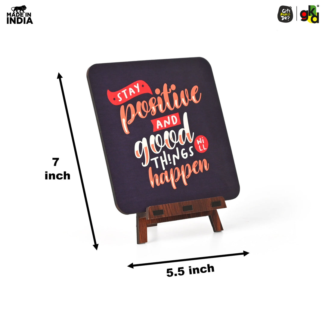 Motivational Table Top Frame for Desk | Inspirational Quotes for Office, Study, Home Decor | 6 Variants | Wooden Frame with Stand