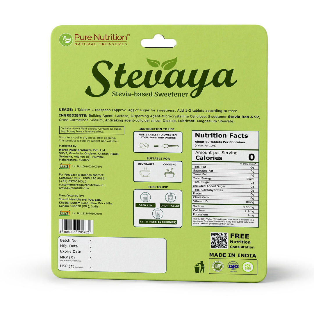 Stevaya Stevia Tablets – Zero Calorie Sweetener | Portable & Convenient