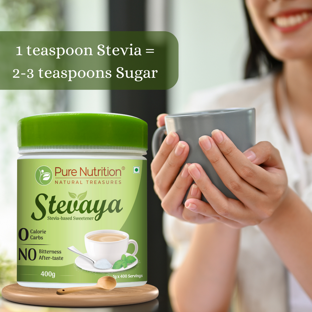 Stevaya Stevia Based Natural Sweetener - 400 Grams | Zero Calorie Sugar Substitute | Ideal for Beverages and Baking