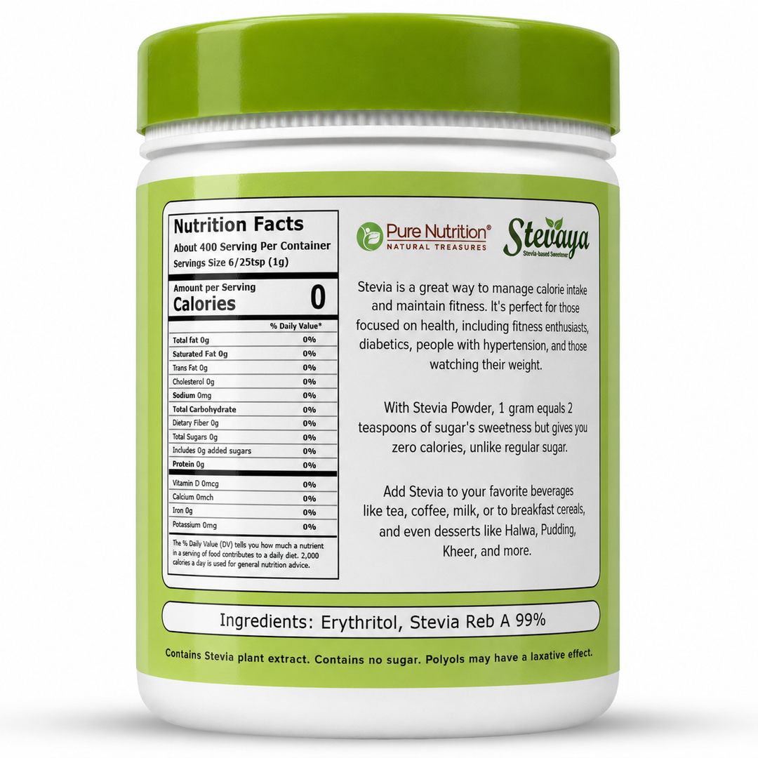 Stevaya Stevia Based Natural Sweetener - 400 Grams | Zero Calorie Sugar Substitute | Ideal for Beverages and Baking