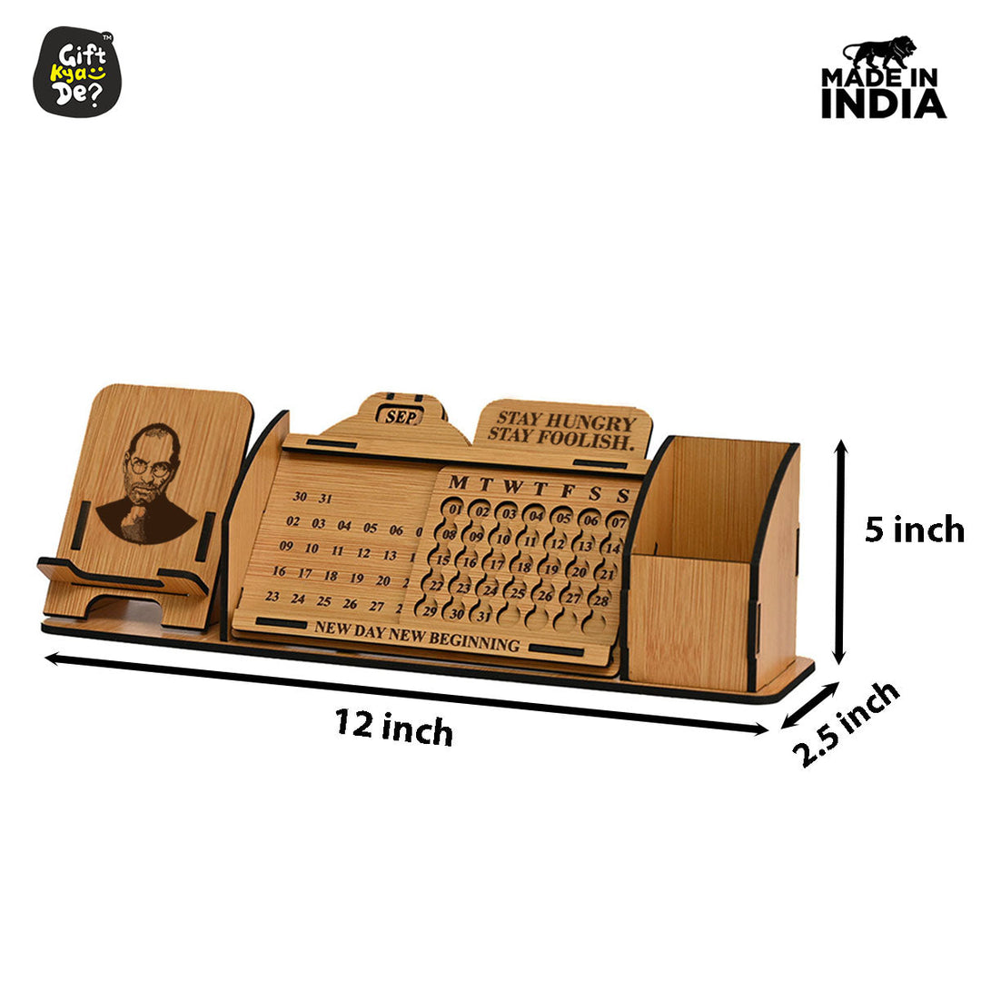 Gift Kya De Lifetime Calendar With Desk Organizer and Mobile Stand | Desk Calendar | Mobile Accessories