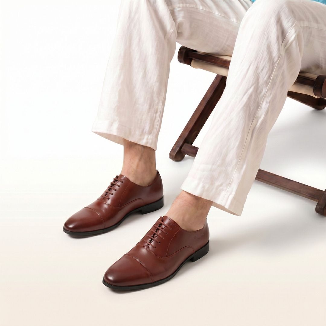 Suit Up Tan  Cap-Toe Oxford Shoes