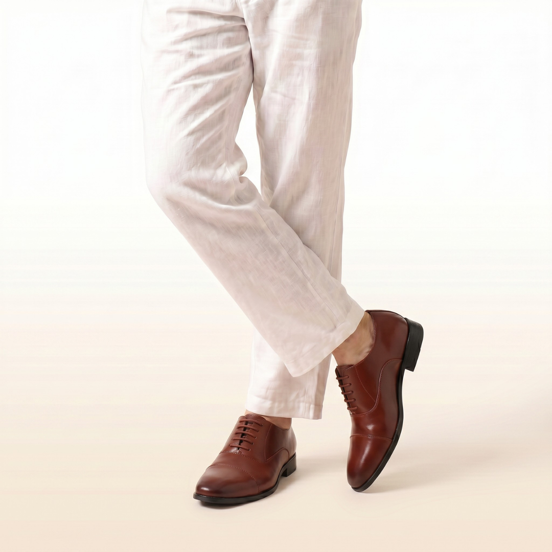 Suit Up Tan  Cap-Toe Oxford Shoes