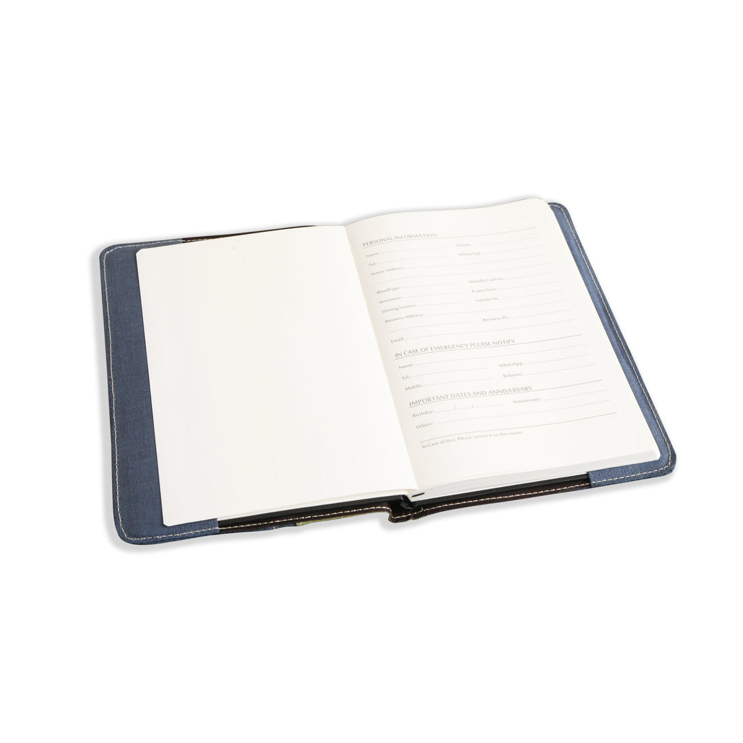 The Label GAIA Hemp A5 Non-Dated Notebook with Cover (Blue and Olive)