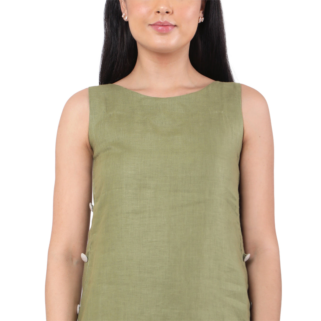 The Label GAIA Hemp Olive Sleeveless Dress