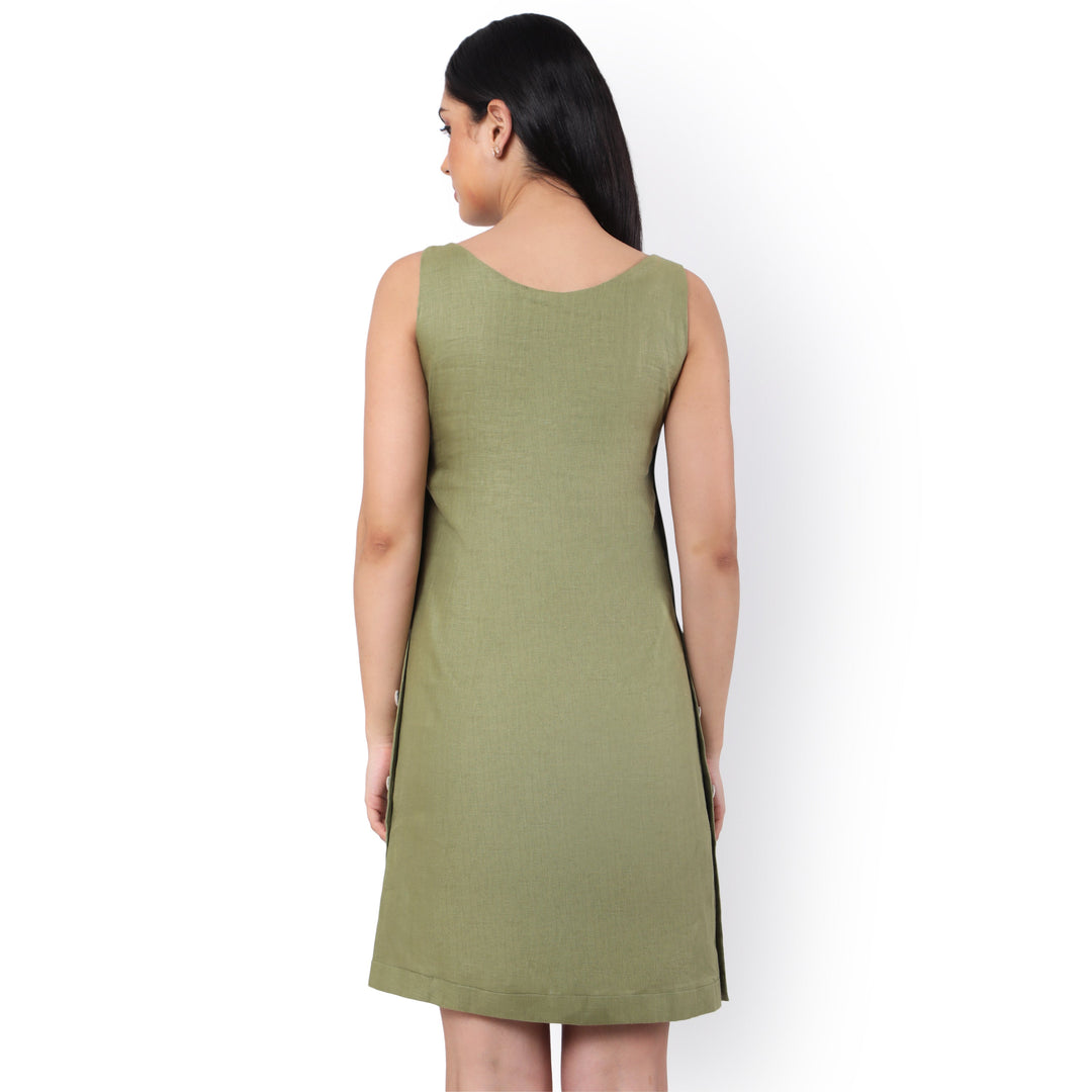 The Label GAIA Hemp Olive Sleeveless Dress