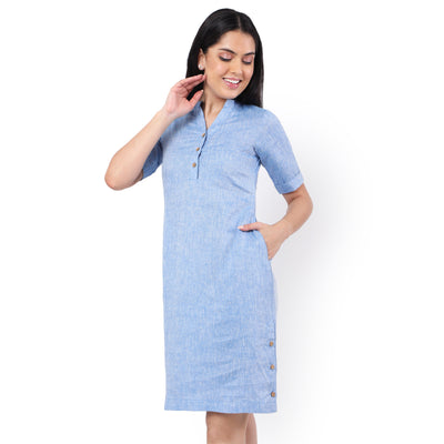 Hemp Denim Blue Midi Dress