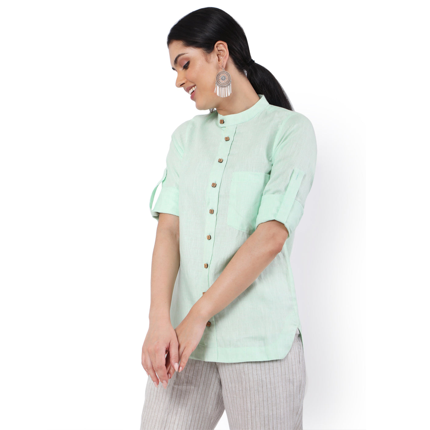 Women's Hemp Pista Green Shirt