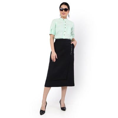 Women's Hemp A-Line Black Skirt