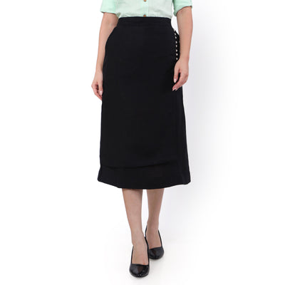 Women's Hemp A-Line Black Skirt