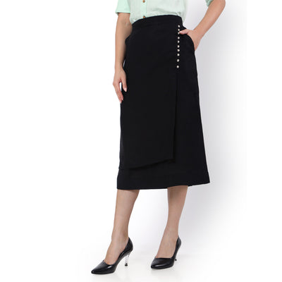 Women's Hemp A-Line Black Skirt