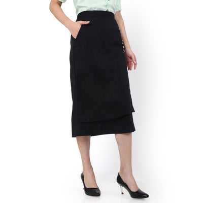 Women's Hemp A-Line Black Skirt