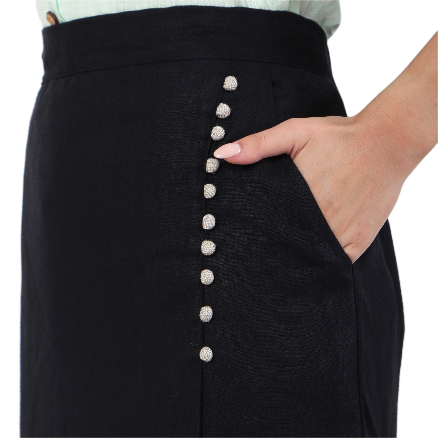 Women's Hemp A-Line Black Skirt