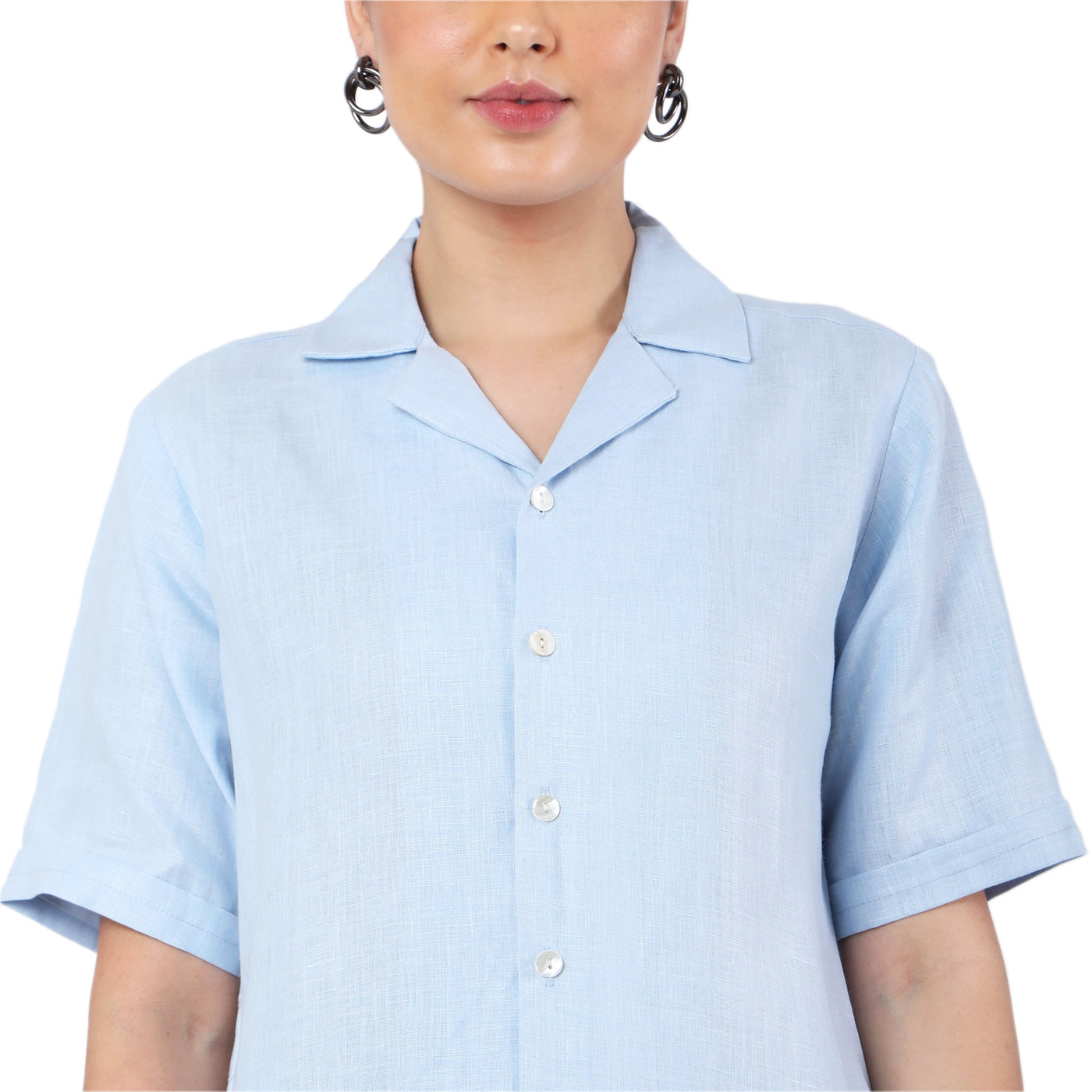 Women's Hemp Over-Sized Blue Shirt
