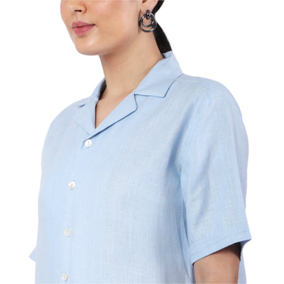 Women's Hemp Over-Sized Blue Shirt