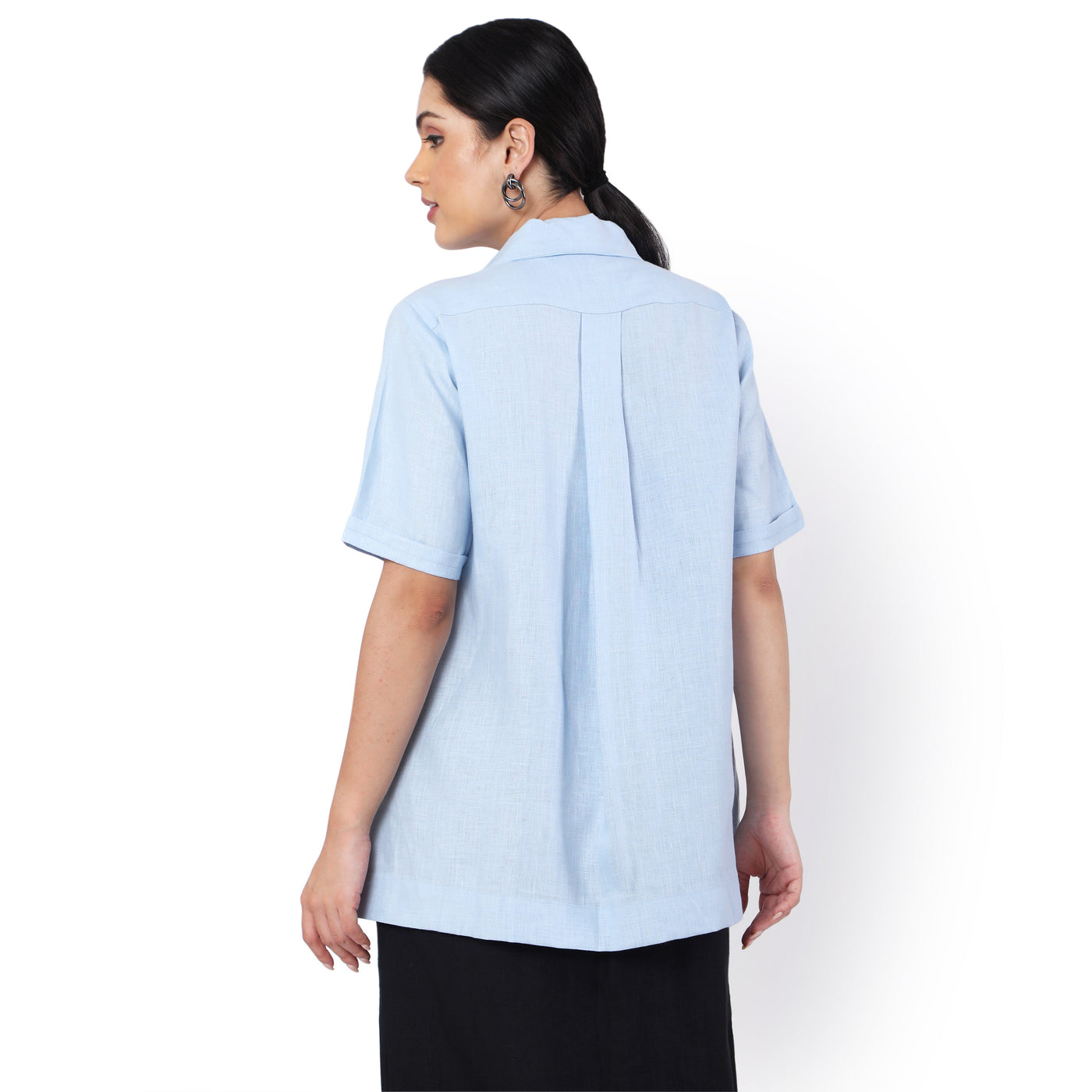 Women's Hemp Over-Sized Blue Shirt