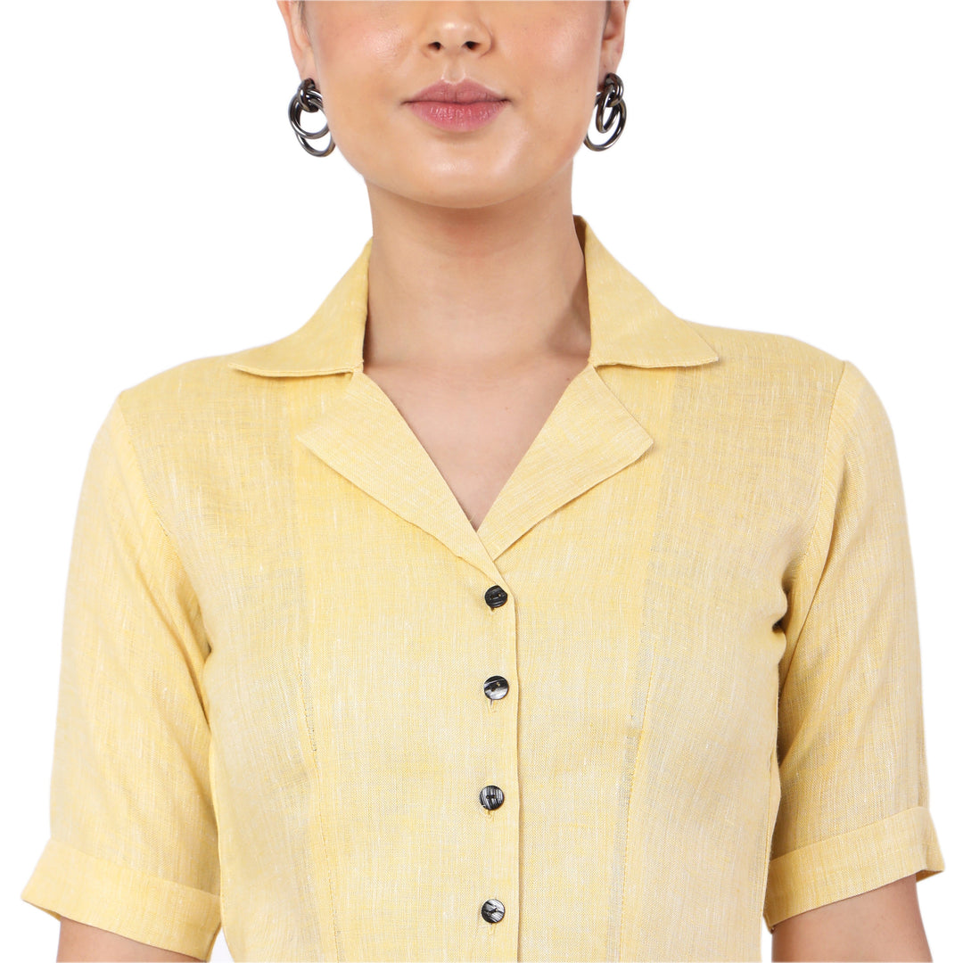 The Label GAIA Hemp Yellow Pallazo And Shirt Co-Ord Set