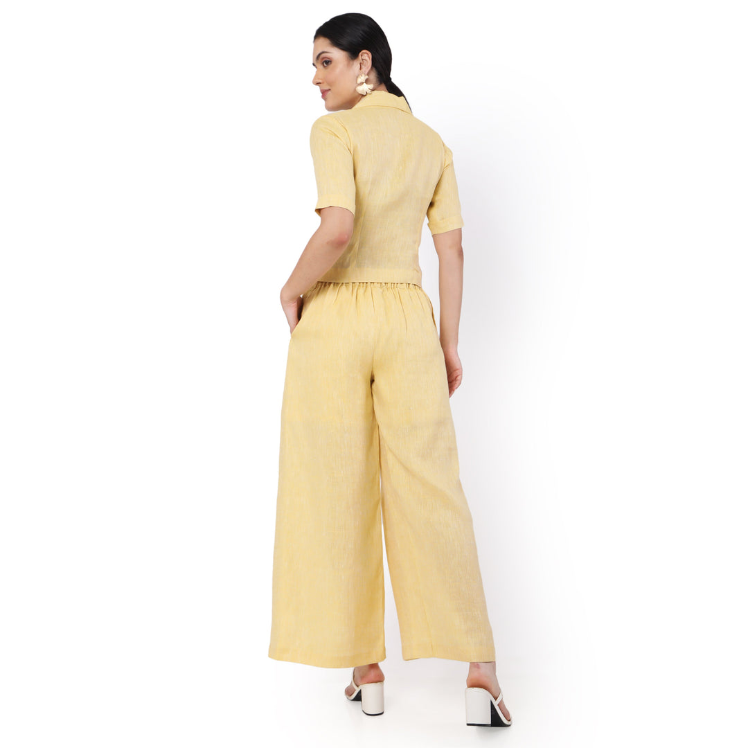 The Label GAIA Hemp Yellow Pallazo And Shirt Co-Ord Set
