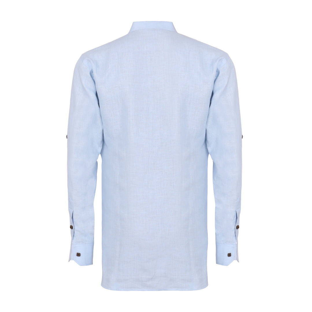 The Label GAIA Men Solid Hemp Blue Kurta Shirt