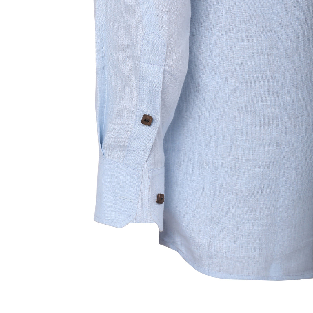 The Label GAIA Men Solid Hemp Blue Kurta Shirt