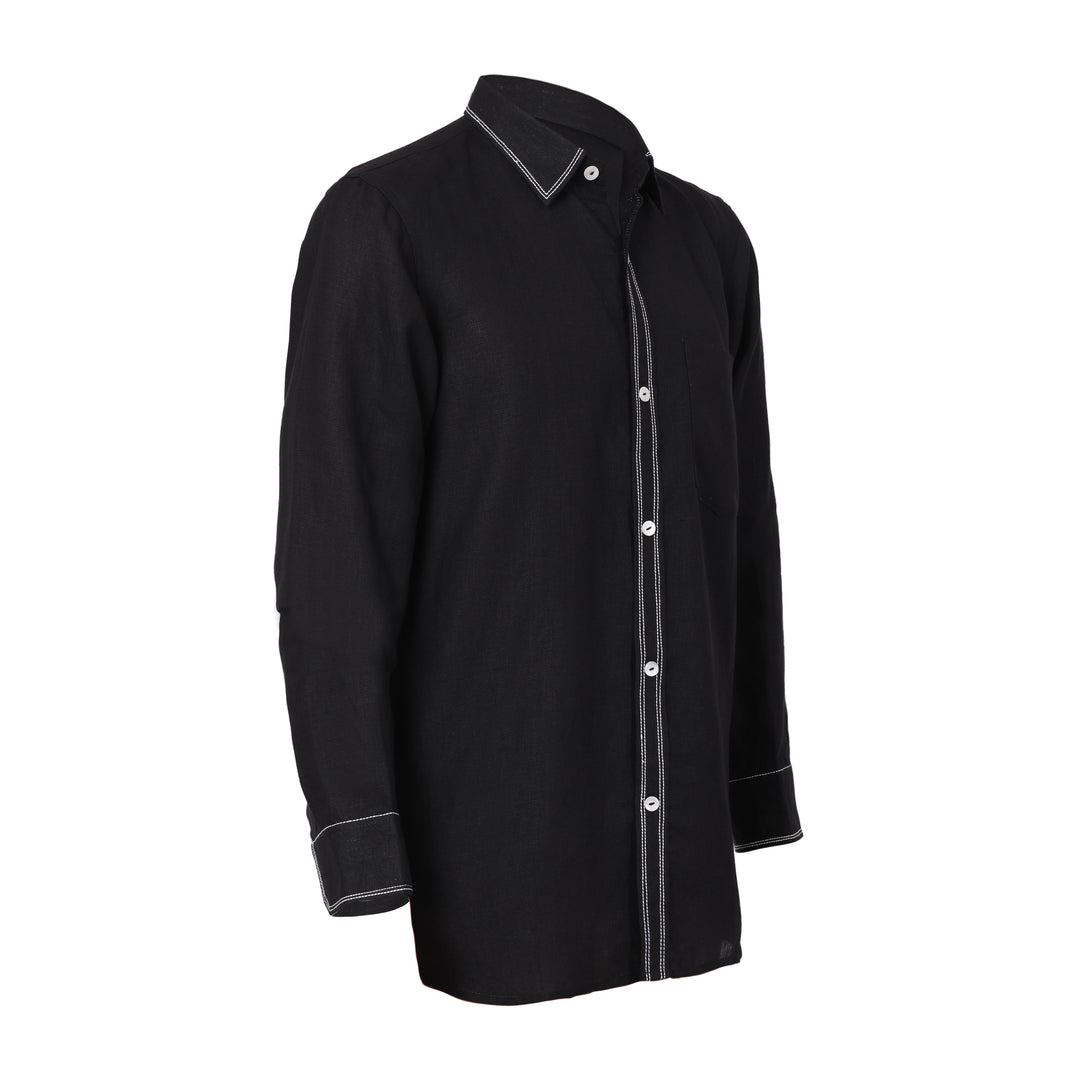 The Label GAIA Men Solid Hemp Black Casual Shirt