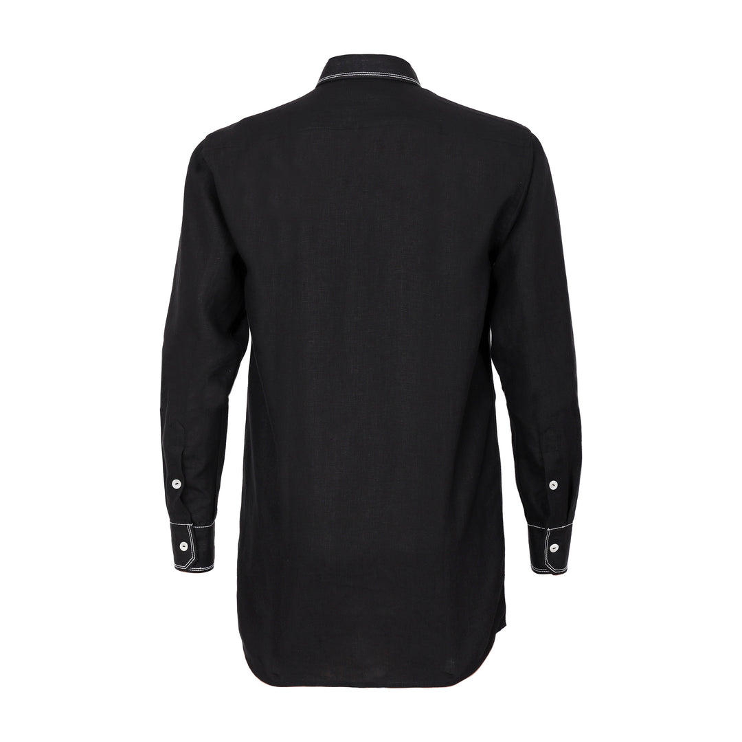 The Label GAIA Men Solid Hemp Black Casual Shirt