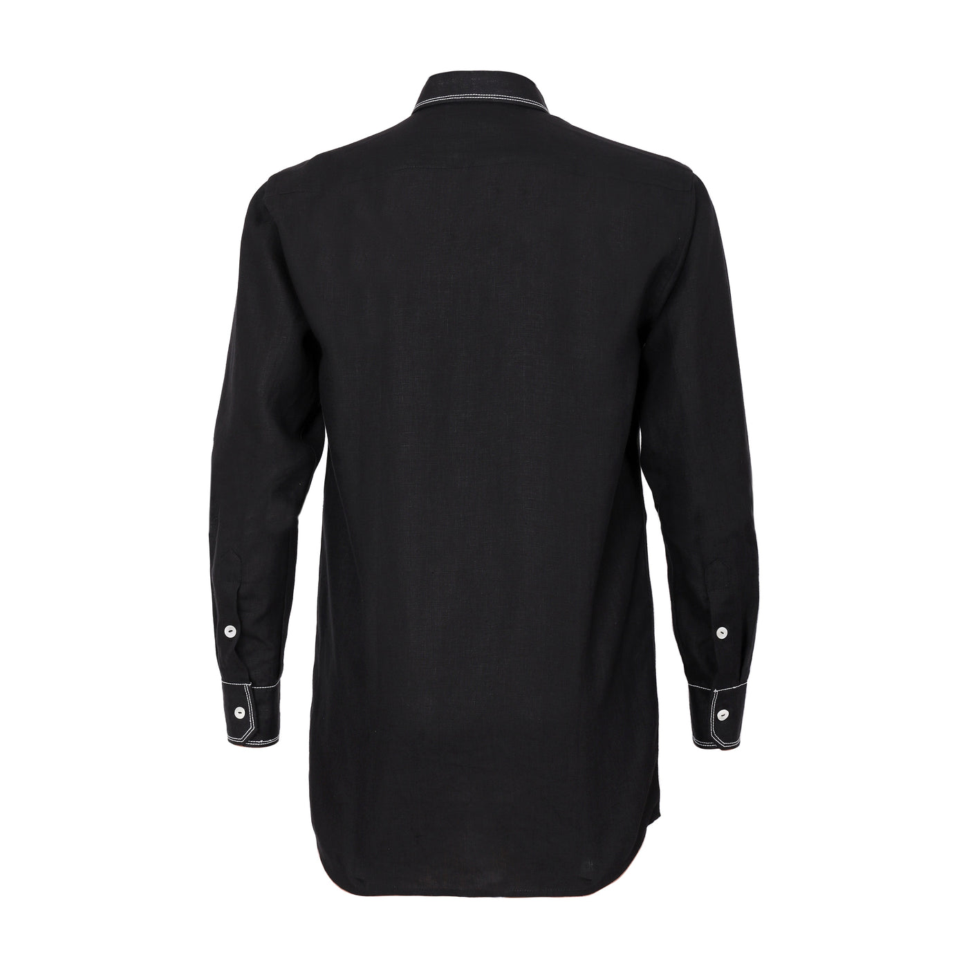 Men Solid Hemp Black Casual Shirt