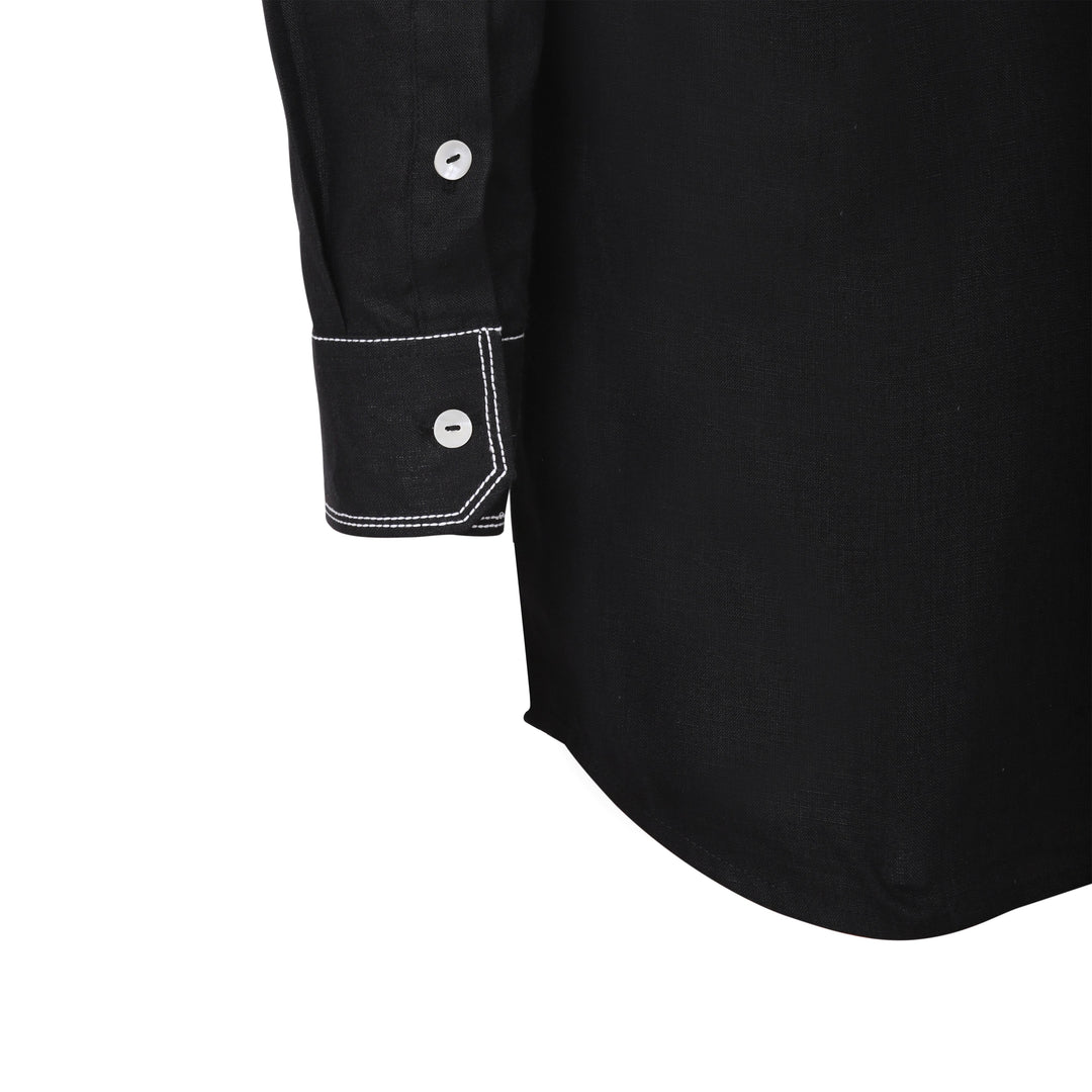 The Label GAIA Men Solid Hemp Black Casual Shirt