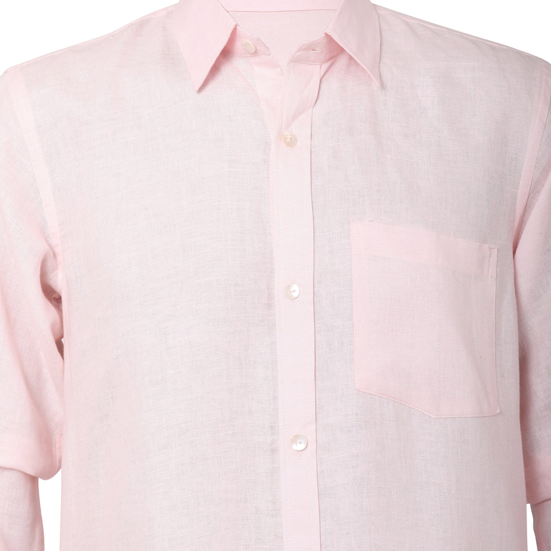 The Label Gaia Men Solid Formal Shirt | Hemp | Pink