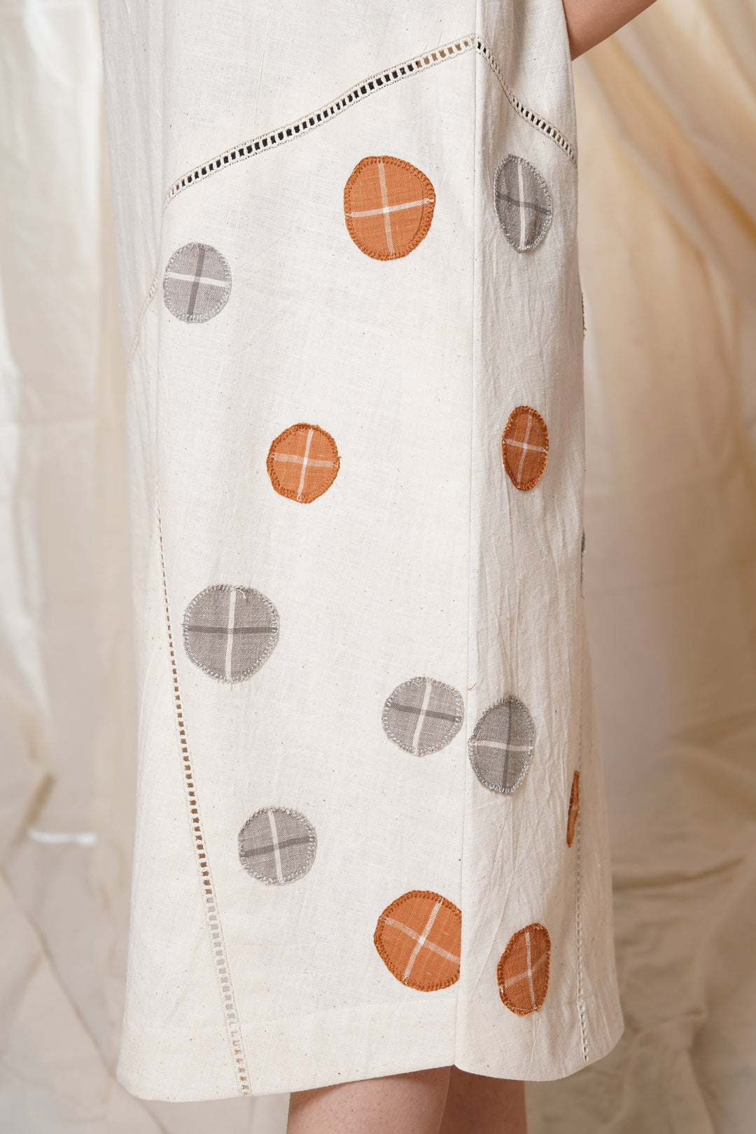 Timeless Checks- Low-Carbon Polka Applique Dress