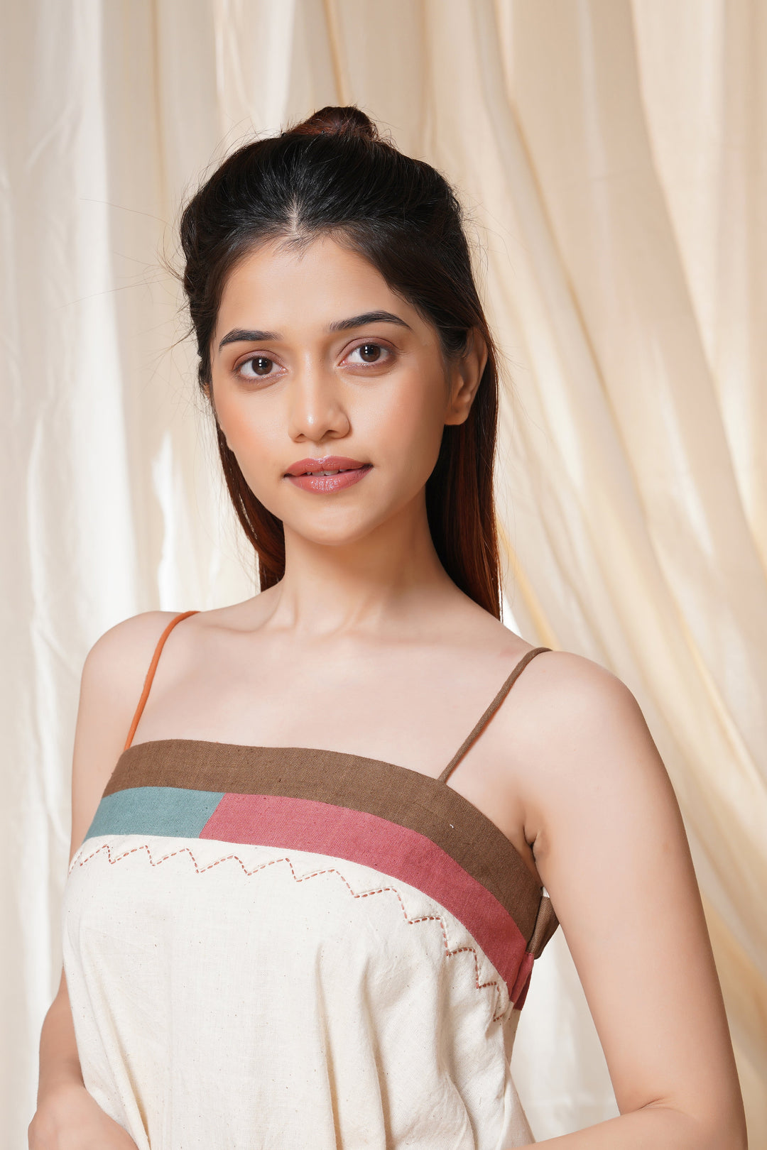 Striped Legacy - Spaghetti Styled Slow Fashion Applique Dress