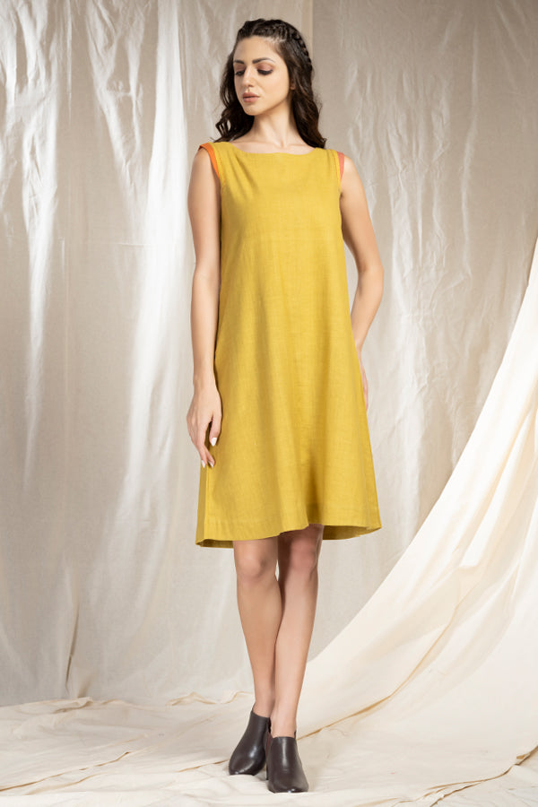 Khadi Cascade- Handmade Relaxed Fit Mid-Length Dress