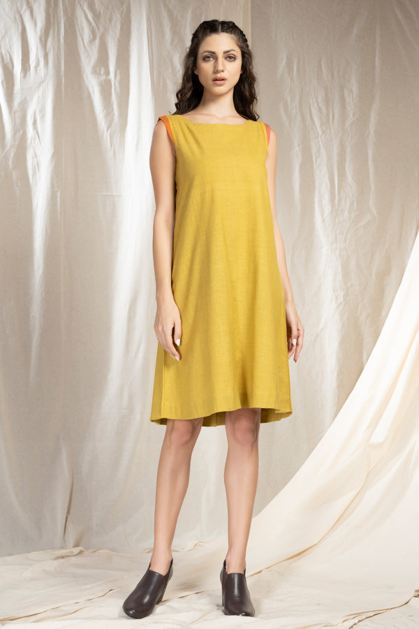 Khadi Cascade- Handmade Relaxed Fit Mid-Length Dress