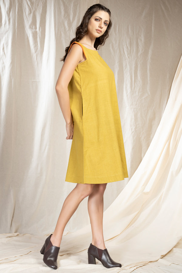 Khadi Cascade- Handmade Relaxed Fit Mid-Length Dress