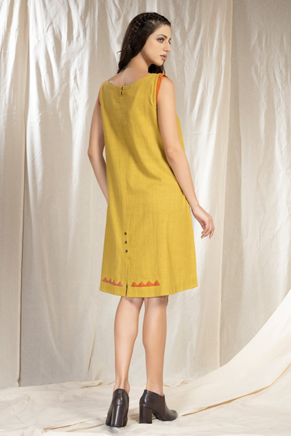 Khadi Cascade- Handmade Relaxed Fit Mid-Length Dress
