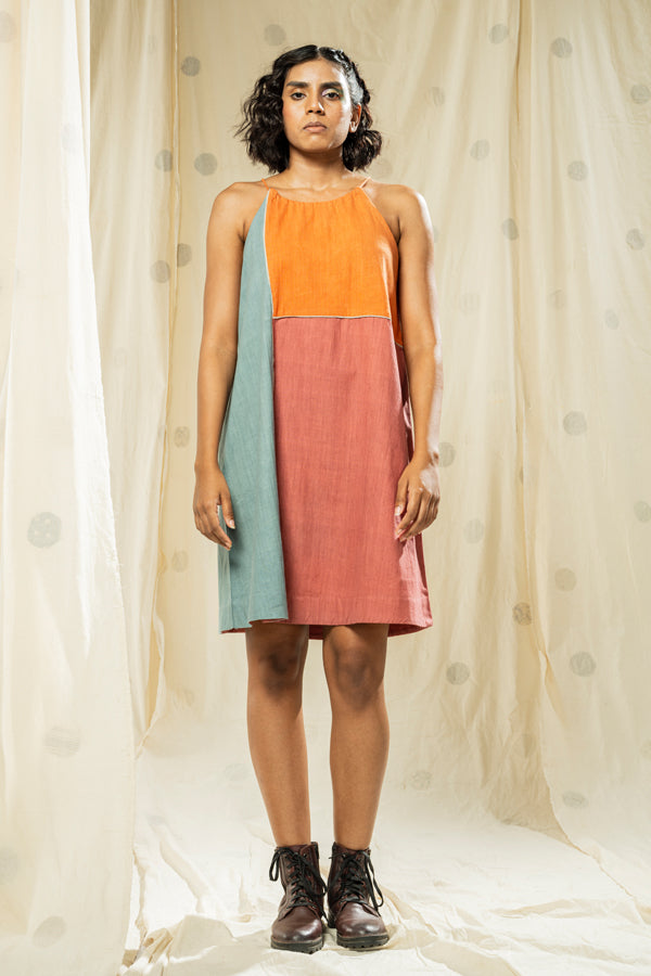 Soft Neutrals- Color Blocked Non-Toxic Sleeveless Dress