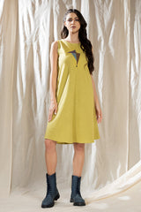 Triangular Tales- Long Lasting Lime Knee Length Dress