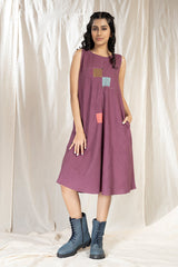 Square Symphony - Ethically Crafted Playful Sleeveless Dress