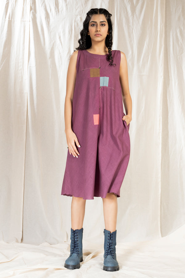 Square Symphony - Ethically Crafted Playful Sleeveless Dress