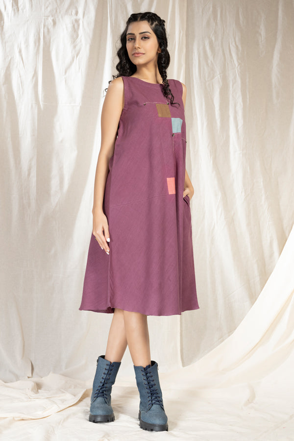 Square Symphony - Ethically Crafted Playful Sleeveless Dress