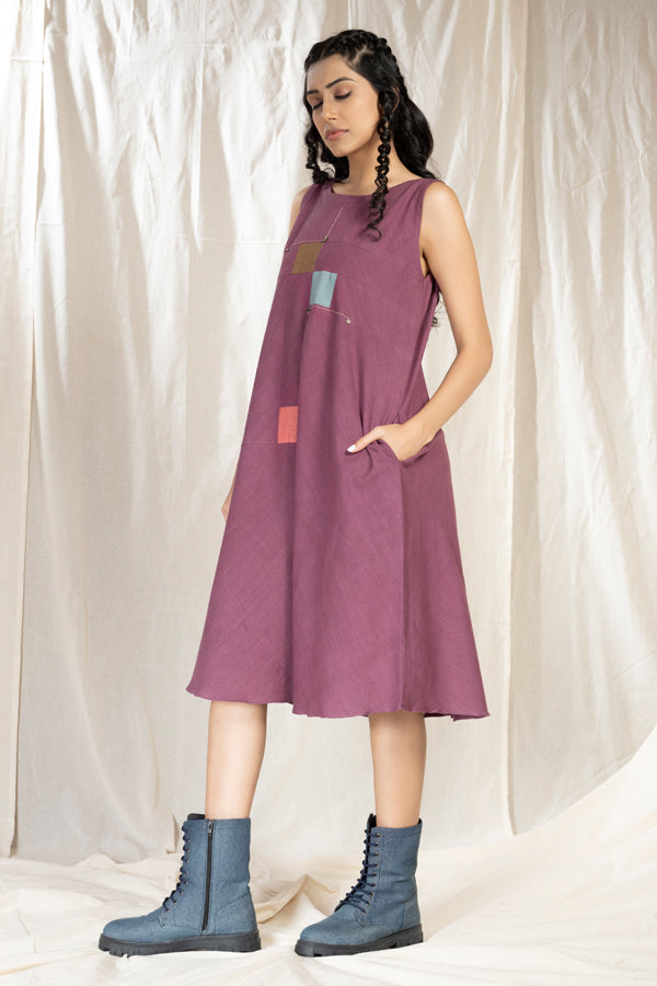 Square Symphony - Ethically Crafted Playful Sleeveless Dress
