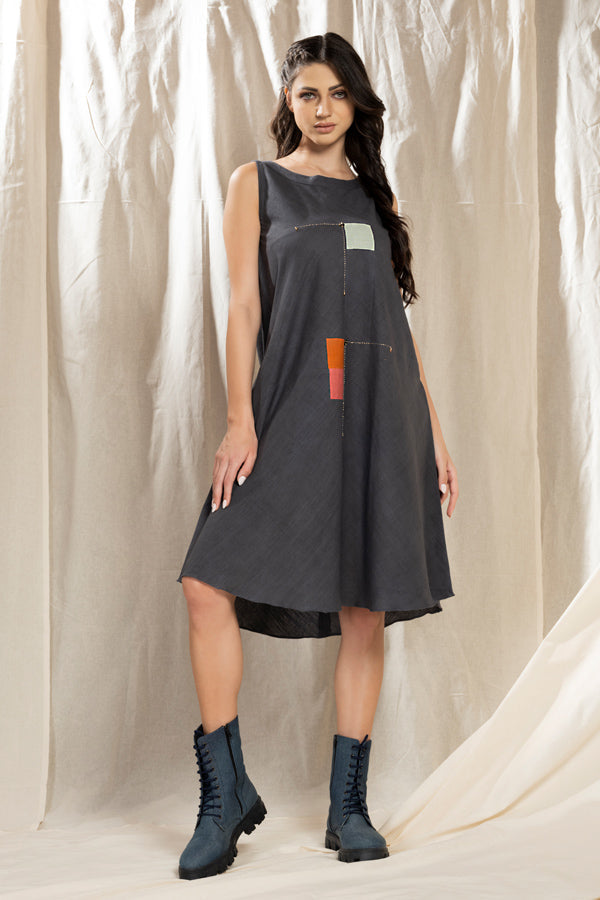 Square Symphony - Cruelty Free Playful Sleeveless Dress