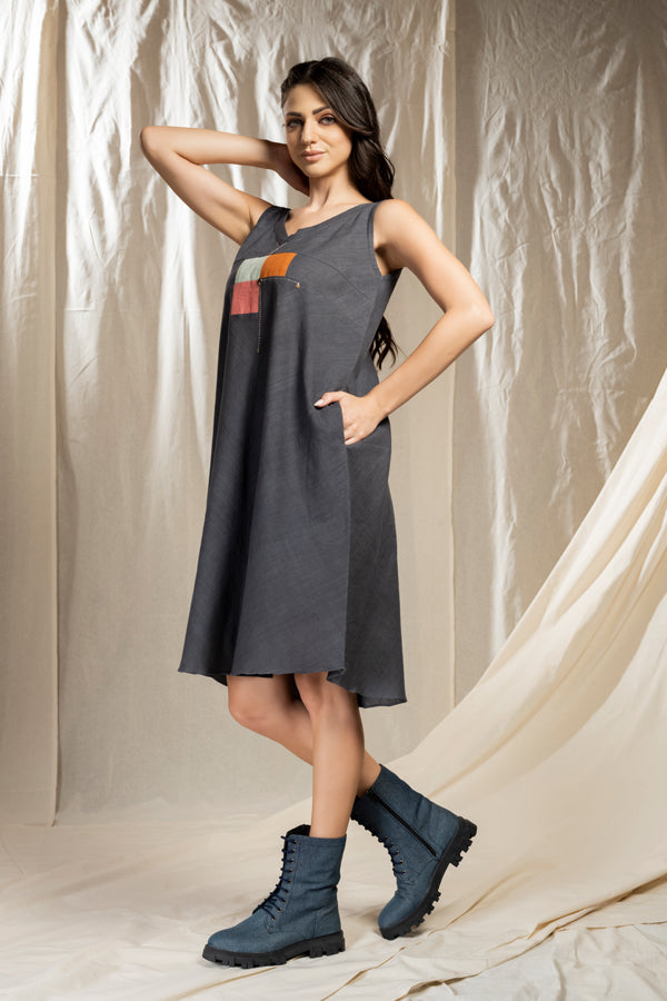 Square Symphony - Cruelty Free Playful Sleeveless Dress