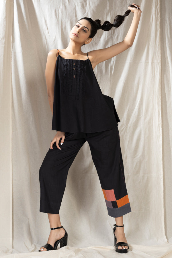 Patch Party- Efficient Black Spaghetti Co-Ord Set